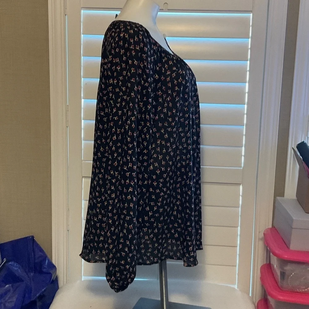 Chaps Black Floral Blouse